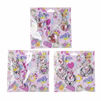 PRINSESSEN KETTING + OORBELLEN OP KAART(36st.)