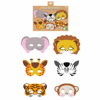 ECO FRIENDLY &ndash; JUNGLE DIEREN PAPIEREN MASKERS (1 Verpakking a 12st.)