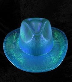 COWBOY GLITTER HOED - BLAUW (6st.)