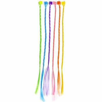 REGENBOOG / RAINBOW 6-DELIGE GEKLEURDE HAAR VLECHTEN OP KAART (24st.)