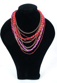 HALSKETTING IBIZA LOOK ROOD/PAARS (1st)