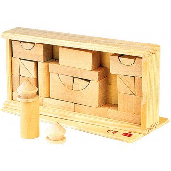 **SPOTGOEDKOOP** HOUTEN BLOKKENDOOS, 27 DELIG (24st.)