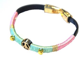 IBIZA LOOK ARMBAND MET PEACE TEKEN ROZE/MINT (1st)