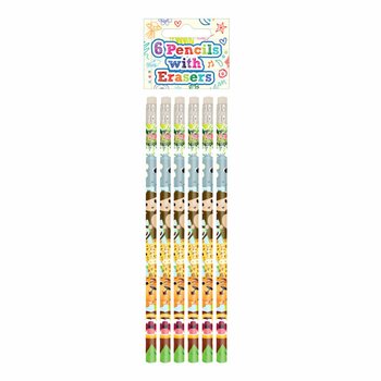 6-DELIGE JUNGLE DIEREN POTLOOD MET GUM SET - IN DISPLAY (24SETS.)