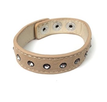LEATHER LOOK ARMBAND CR&Eacute;ME STRASS (1st)