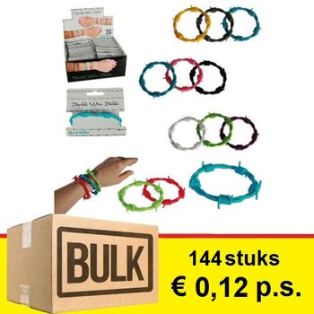 ***BULK AANBIEDING*** PRIKKELDRAAD ARMBANDEN IN DISPLAY (144st.)
