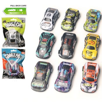 Metalen Pull Back Race Auto's in Giftbag (24 stuks)