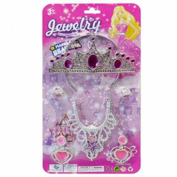 PRINCESSEN BEAUTY SET OP KAART - MET TIARA / OORBELLEN / HALSKETTING & RINGEN (6st.)
