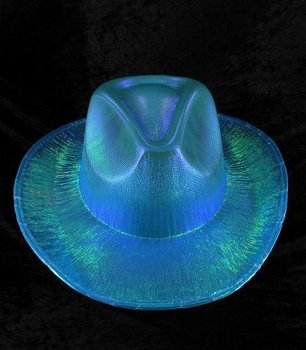COWBOY GLITTER HOED - BLAUW (6st.)
