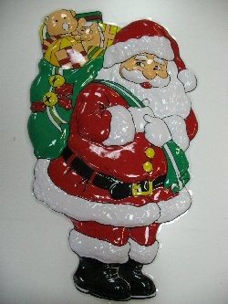 GROOT DECORATIE BORD - KERSTMAN MET KADO ZAK  (2st.)