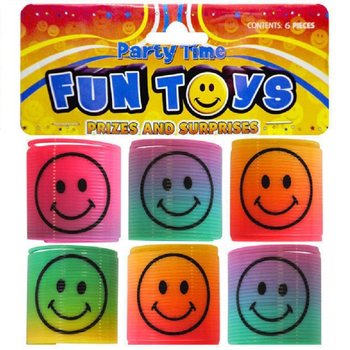 6 STUKS MINI SMILEY SPIRALEN &Oslash;3.5 CM. IN UITDEELZAK (6 ZAKJES.)