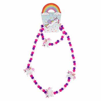 HOUTEN UNICORN / EENHOORN HALSKETTING EN ARMBAND SET (48st.)