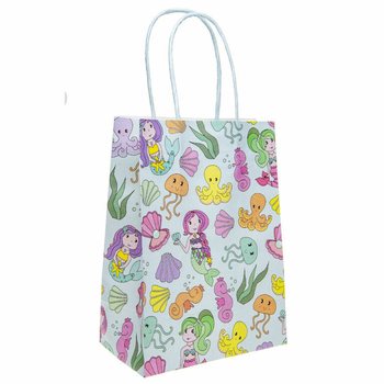 PAPIEREN GIFT TAS &ndash; MERMAID / ZEEMEERMIN - Afm. 16x9x22 CM (12st.)