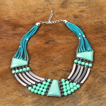 LUXE IBIZA LOOK HALSKETTING TURQUOISE (1st)