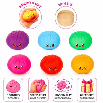 RAGE - LUCKY DUMPLINGS - Squishy Bun Dumplings GROOT Afm. 8.5 x 8.5 x 4.8 Cm - IN DISPLAY (12st.)