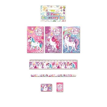5-DELIGE UNICORN / EENHOORN SCHRIJFSET (24st.)