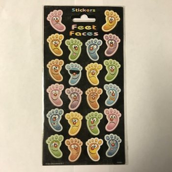STICKERS: VROLIJKE VOETEN / FEET FACES,  Afm. 20 x 10 Cm. (10st.)