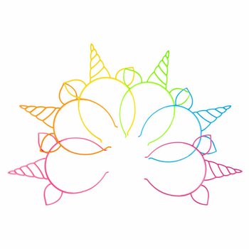 UNICORN / EENHOORN TIARA, MIX NEON KLEUREN (24st.)