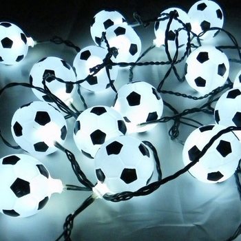 Verlichtingsnoer ZWART/WIT Voetbal voorzien van 10 lampen (9st.) 