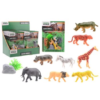 ANIMAL WORLD - SAFARI DIEREN SPEELSET 10-DELIG OP KAART - IN DISPLAY (12st.)