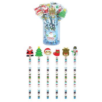MIX KERST FIGUREN POTLODEN  MET GUM FIGUUR (24st.)