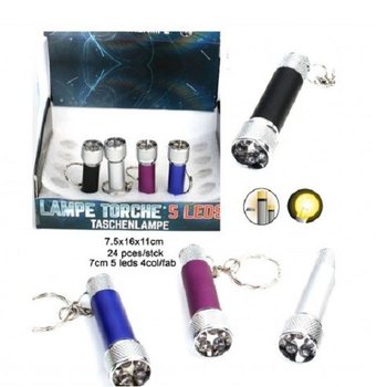 5 LED&rsquo;s ZAKLAMP AAN SLEUTELHANGER  IN DISPLAY (24st.)