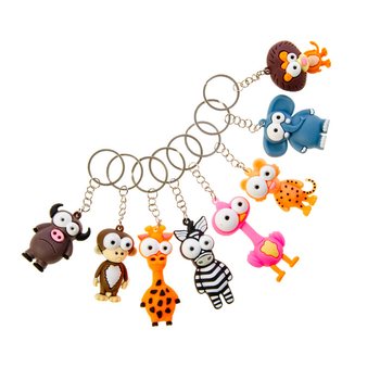 Funny Dieren Sleutelhangers - Mix dieren met grote ogen (48st.)