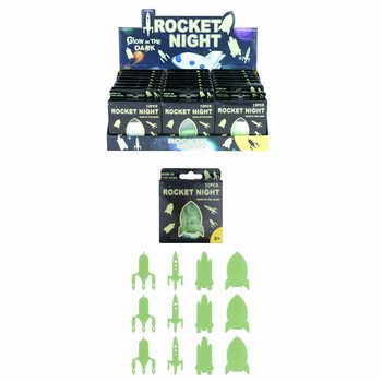 GLOW IN THE DARK ROCKET RUIMTEVAART VOOR AAN PLAFOND  IN DISPLAY (24st.)