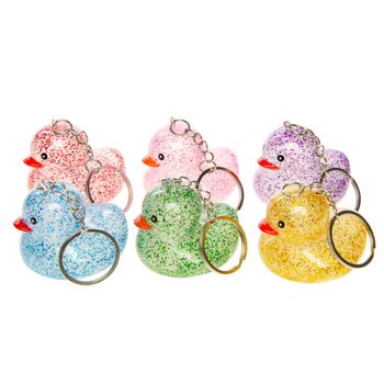 Glitter Eend Sleutelhangers - Mix Kleuren (12 stuks)