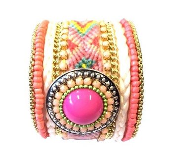 LUXE BREDE ARMBAND ZALM/ROZE (1st)