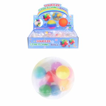 Squeeze Bal Ø6cm met Pom Poms (Display van 12)