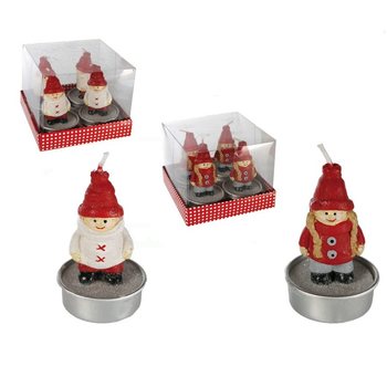 4 WAXINELICHT KERSTPOPPETJES IN GIFTDOOSJE (12st.)