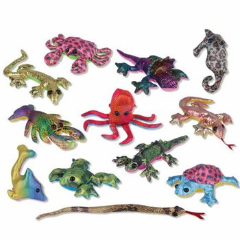 MIX ZAND GLITTER DIEREN - 10-18 CM IN DISPLAY (24st.)