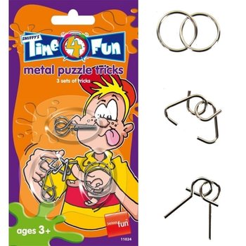 SMIFFY'S 3 METALEN TRICK PUZZELTJES OP KAART (24st.)