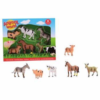 ANIMAL WORLD - SPEELSET MET 6 STUKS BOERDERIJ DIEREN SPEELFIGUREN (1st.)