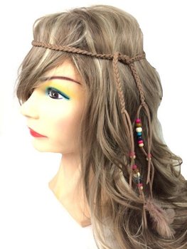 IBIZA LOOK HAARBAND MET KRALEN BRUIN (1st)