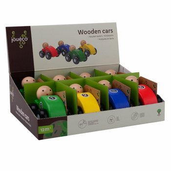 JOUECO - HOUTEN AUTO&rsquo;S IN DISPLAY - Geschikt voor kinderen vanaf: 12 Maanden (8st.)