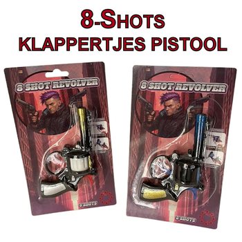 8-SHOTS KLAPPERTJES PISTOOL OP KAART (24st.)