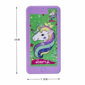 GSM SCHUIFPUZZEL &ndash; UNICORN / EENHOORN - 8x16CM  (24st.)