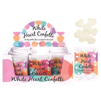 WITTE HARTEN BRUILOFT CONFETTI IN DISPLAY (24st.)