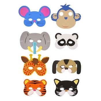 MIX DIEREN MASKERS VAN FOAM (24st.)