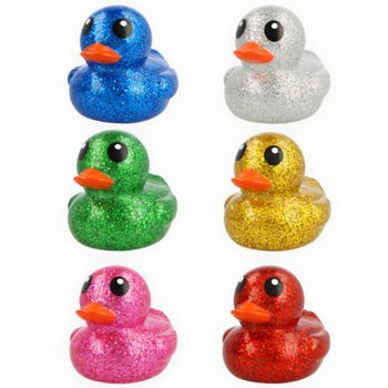 GROTE MIX GEKLEURDE GLITTER BADEENDJES - AFM: 10x8x8 CM - GLITTER DUCKS - (6st.)