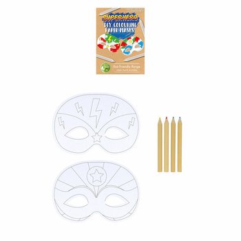 ECO FRIENDLY - KLEUR JE EIGEN SUPER HELDEN MASKER INCLUSIEF 4 POTLODEN (12st.)