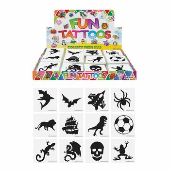 FUN TATTOO&rsquo;S - MODEL: JONGENS, Elk pakjes 12x Tattoo&rsquo;s IN DISPLAY (48st.)