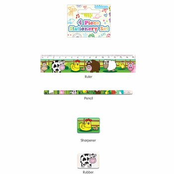 4-DELIGE BOERDERIJ DIEREN STATIONERY SET (24st.)