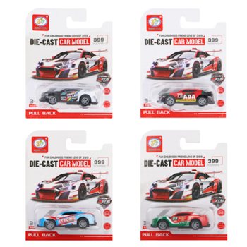 PULL BACK RACING CARS OP KAART (12st.)