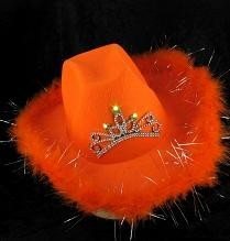 COWBOY HOED MET LICHT - ORANJE (6st.)
