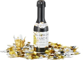 Champagnefles Confetti kanon  31 cm &ndash; Kleur:  zilver goud (4st.)
