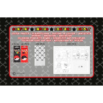 COMPLETE HORECA BOX PIRAAT - 48x Potloden Sets + 100x Kleurplaten + 100x Servetten (248st.)