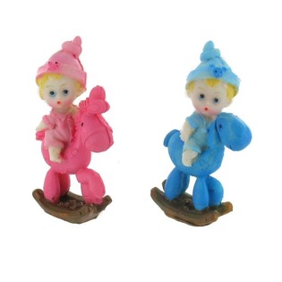 GEBOORTE TAARTTOPPER - BABY OP HOBBELPAARD 9 CM (8st.)